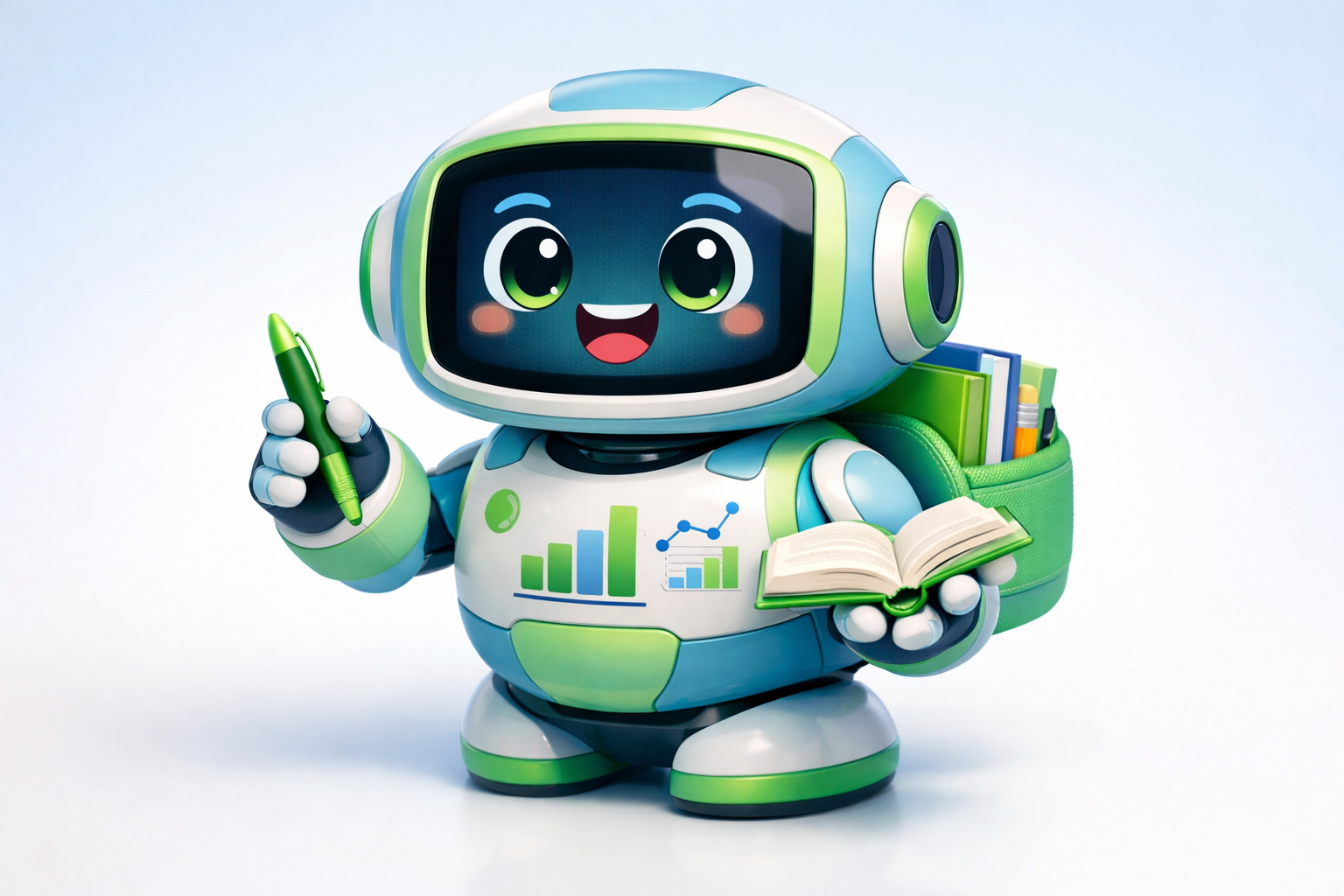 Ivy, de groene robot met een boek